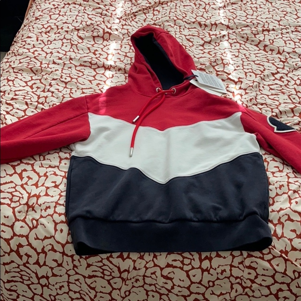 Moncler tricolour panel hoodie size medium
